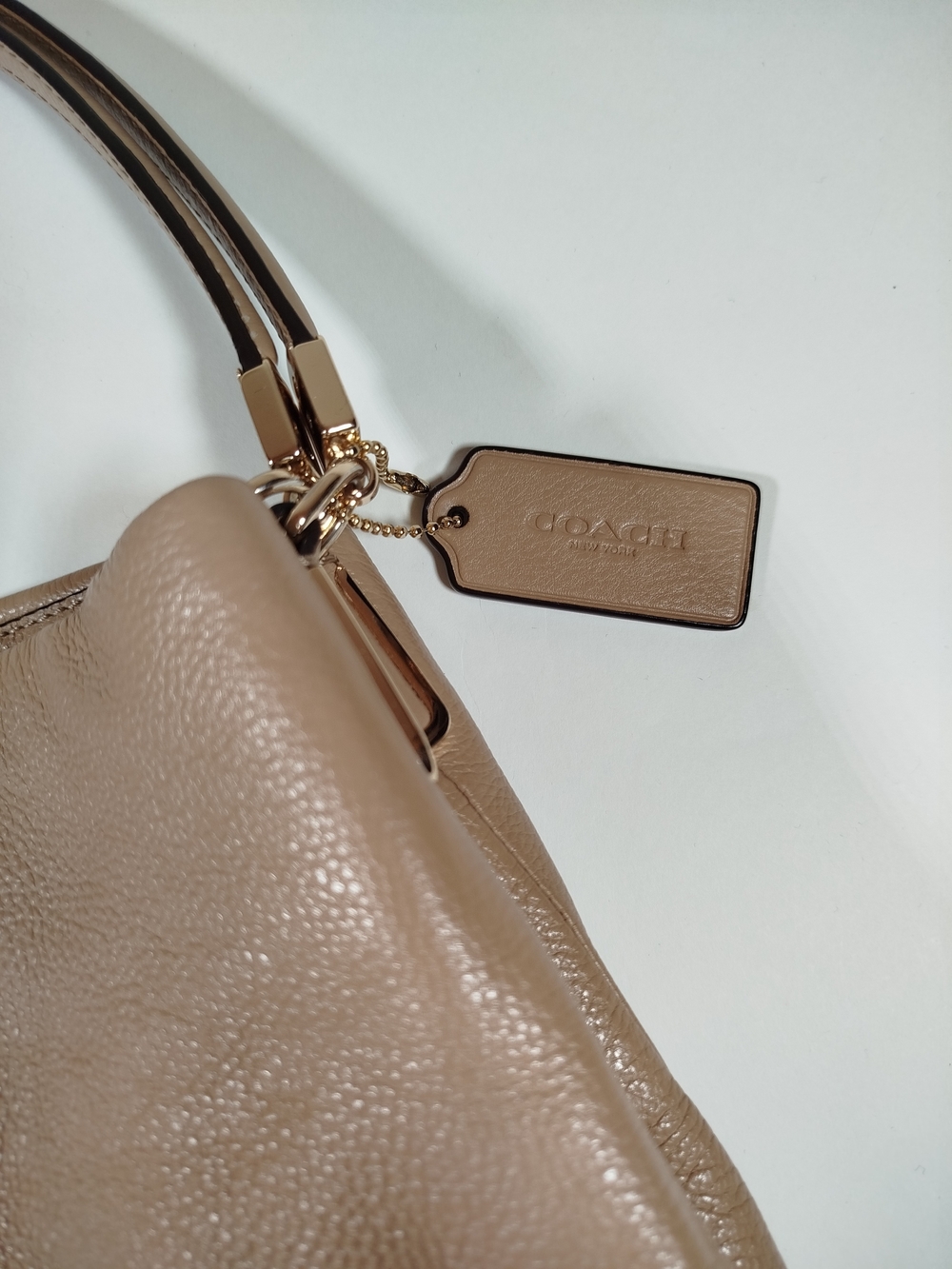 COACH Pebble Leather Hobo Bag in Taupe - Picture 13 of 15